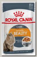Royal Canin Intense Beauty Jelly для кошек для поддержания красоты шерсти, кусочки в желе (пауч)